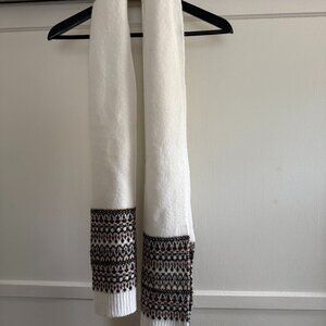 Brand New White Scarf with Tan Multi-Tone pattern  – Soft & Cozy, One Size
